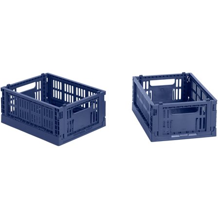 HAY Colour Crate Mini Opbevaringskasse, mørkeblå, 2 stk. | KitchenOne