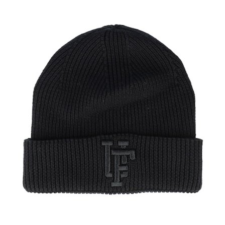 Upfront - Spinback Organic Rib Beanie Color Black-os Cuff Black Beanie - @ Hatstore