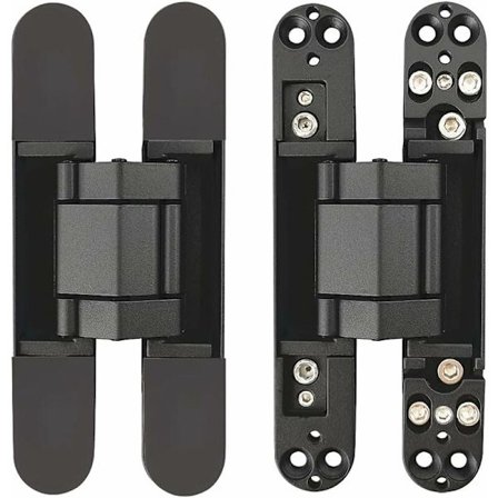 Usynlige hængsler til skjult dør Justerbare kraftige 3D-skjulte hængsler - Sort - 1 par