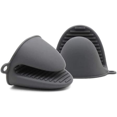 Tykk silikon varmebestandig ovnsvotte for matlaging, baking, grilling og grilling (grå)