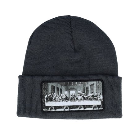 Calza Pennello - Gris cuff Bonnet - Last Supper Beanie Graphite Grey Cuff @ Hatstore