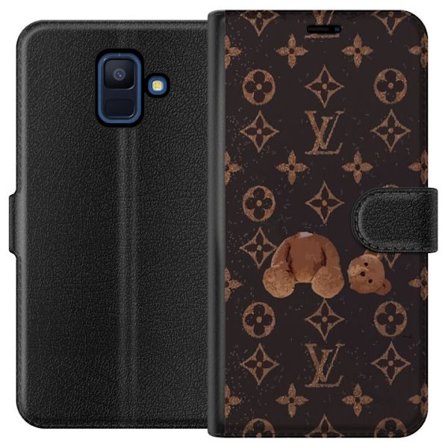 Kompatibel Tegnebogsetui til Samsung Samsung Galaxy A6 (2018) Luksuriøst monogrammønster med knust bamse i mørk modeæstetik
