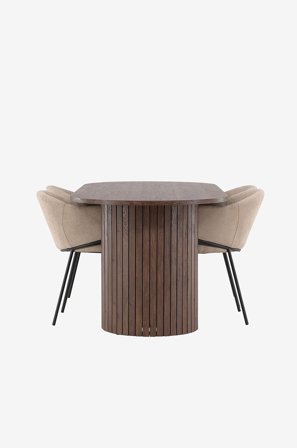 Venture Home - Härön-spisebord med Evelina-spisestol - Beige - Spisebordssæt 4 personer - Fra Homeroom