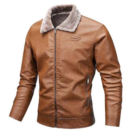 Höst- och vinterfleece Förtjockad Läderjacka Herr Motorcykel Läderjacka Herr Läderjacka
