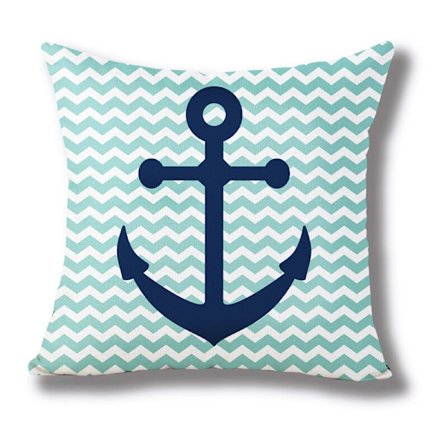 Dekorativt gammalt träkuddfodral Marint ankarmönster Kuddfodral Soffa Bil Dekoration 45×45CM (2)