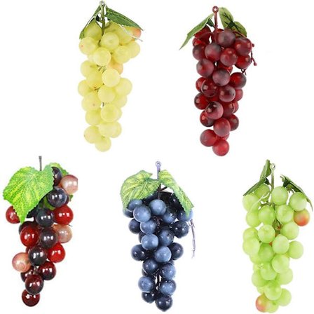 5 Bunter Kunstige Druer Falske Druer Med Vinstokker Livaktig Simulering Frukt Dekorativ For Vintage Bryllupsfavoritt Fruktvin Dekor Falsk Frukt[D]