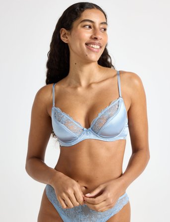 Lindex Bra Lina Halfcup - Blue - C x 80