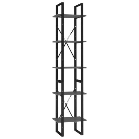 Vidaxl Bokhylla 5 Hyllplan Grå 40x30x175 Cm Konstruerat Trä Grå