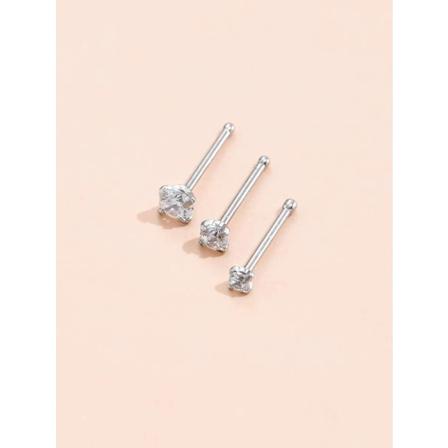 Pack Med 3 St. Näspiercing I 316l Stål Med 3 Storlekar På Cz