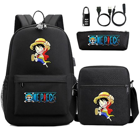 Luffy skolväska - Vattentät rese-USB-stöldskyddad ryggsäck för kvinnor och män - Laptop resväska med utomhussporter Mochilas hög kvalitet
