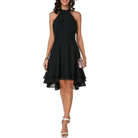 Elegant Dam Summer Lady Ärmlöst Band Midja Lager Chiffong