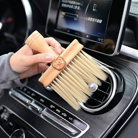 WABJTAM Erittäin tiheä superpehmeä yksityiskohtaharja Auton sisätilojen pölytiivis harja Auton yksityiskohtaharja Pehmeä harjaksinen puinen harja 