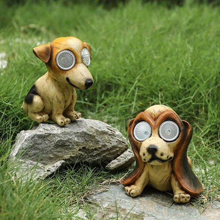 Husdjur Hund Solcellslampa Utomhus Trädgårdsbelysning Harts Craft Staty En