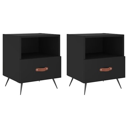 vidaXL Sängbord 2 st svart 40x35x47,5 cm konstruerat trä