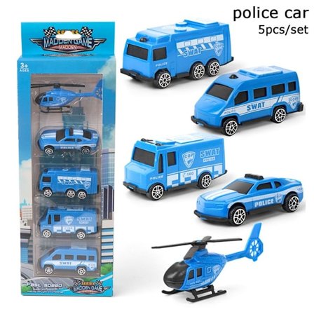 5stk/sett Mini Treghetsbil Lekebil Modell 5STK/SETT POLITIBIL