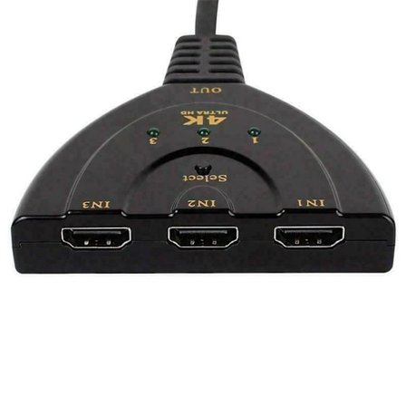(pow yeah!) HDMI 3-i-1-kabelsplitter, omkopplare, adapter, Full HD 4K 1080P