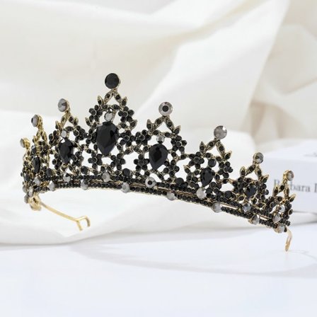IC Mattel Hardware Crown Europæisk og Amerikansk Brud Barok Retro Krone Rhinestone Sort Krone Tiara