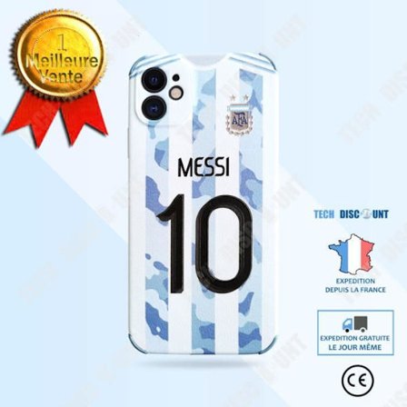 Etui til mobiltelefon - TD - iPhone 11 - Blød TPU skal - Messi print - Blå og hvid farve
