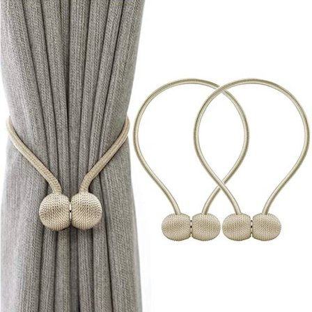 Magnetisk gardinspets (2 stycken, beige), klämma gardinspänne fix