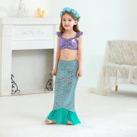 Jenteprinsessekjole Havfrue Ariel Kjole Halloween Karneval Fest Cosplay Kostyme C 4T