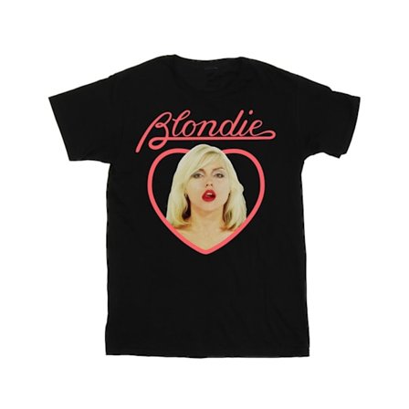 Blondie Dam/Kvinnor Hjärta Ansikte Bomull Pojkvän T-Shirt S Bla