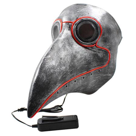 Plague Bird Led Mask Long Nose Beak Steampunk Halloween Kostym Rekvisita Parodi illuminous b