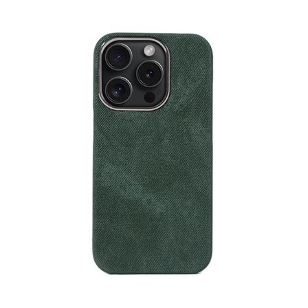 Fodral för iPhone 15 Plus magnetisk Armégrön Magnetisk Full-Body Handgjord Flanell Läder Hem