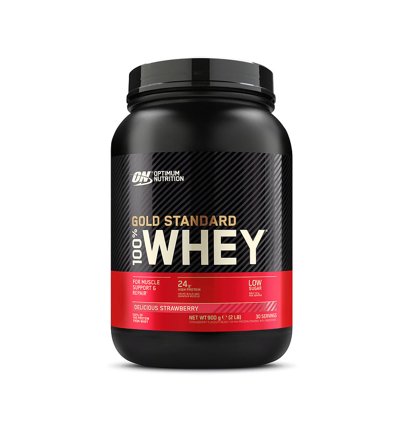 Optimum Nutrition Gold Standard 100% Whey Delicious Strawberry 900 g, Sport & Velvære, Protein & Energi, Proteinpulver