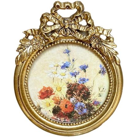 Antik rund fotoram, liten storlek, för sovrumsdekoration