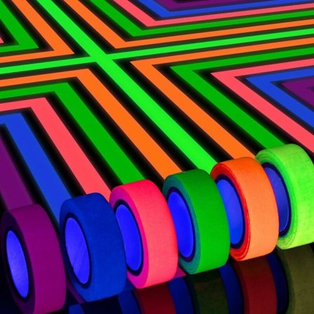 6 farger neon Gaffer stofftape, UV Blacklight Glow in The Dark fluorescerende tape for UV-fest (0,6 tommer x 16,5 fot)