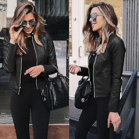 Solid Høst Dame Sykkeljakke Fuskepels Skinnjakke Yttertøy Glidelås Antrekk Vår Høst Dame Mote Kort Tynn Damejakke Rask