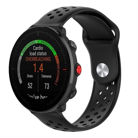 22mm Polar Vantage M silikonikellonauha - Musta