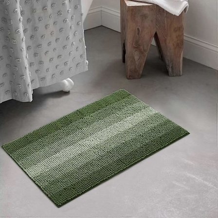Badmatta Grön Badrumsmatta, Lyxig Chenille Badmatta, Liten Halksäker Duschmatta och Badrumsmatta, Maskintvättbar, Snabbtorkande Badmatta, Mjuk