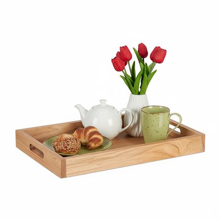 Serveringsbakke i valnød og MDF med håndtag