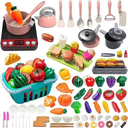 Kitchen Toy for Children - Toy BBQ Set, Play Food for Girls and Boys (Pink)