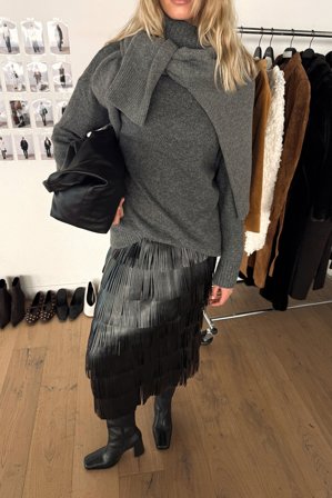 NA-KD Oversized Knitted Turtle Neck Sweater - Oversize trøjer - Grå - XS (EU 32)
