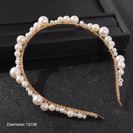 Handgjord Pärlband med Pannlugg Fast Hårslinga Mode Hårband Hårtillbehör för Kvinnor