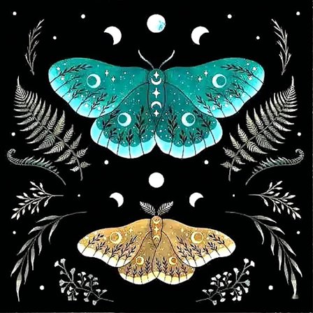 Diamantmålningssatser för vuxna, 5D DIY Moon Full Drill Round Art Gems Butterfly Diamond Art Perfekt för hemväggdekor Present Diamant Luna Moth 12x16 