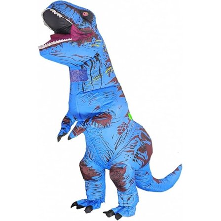 Dinosaurusasut aikuisille, puhallettava T-REX-asu, hauska Halloween-dinosaurusasujuhla Cosplay-naamiaisasu, sininen