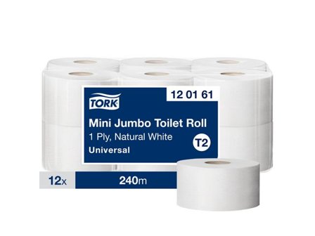 Tork Toalettpapper Universal Mini Jumbo T2 1-lagers natur 12/fp - Lyreco - Städ och hygien - Toalettpapper och torkpapper - Toalettpapper - rulle