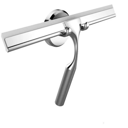 Dusjskrape for bad med sugekoppkrok for glass, speil, dørrengjøring Rustfritt stål..DEBUNS