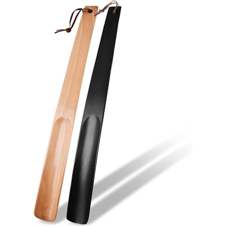 2 st Långa Skohorn, Premium Extra Långt Handtag Träskohorn för Män, Kvinnor, Barn, Stövlar och Skor