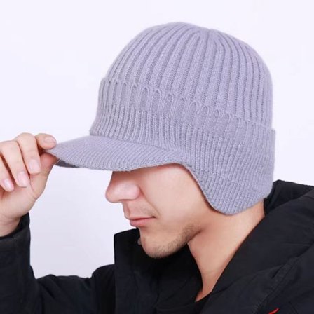 Strikket lue bomberluer GRÅ