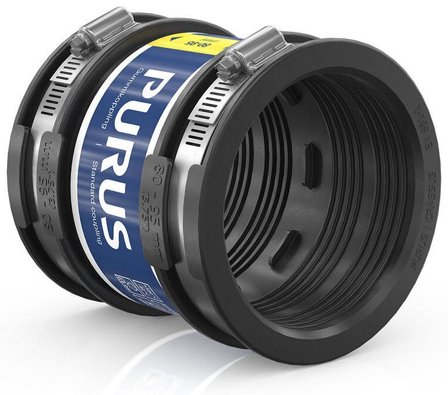 Purus 3032538 Gumminippel svart, med slangklämmor, Inomhusavlopp