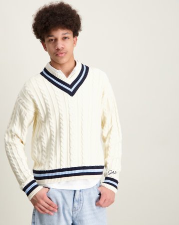 GANT Cable Knit Cricket Jumper Kremfarget Genser Jente - Kids Brand Store