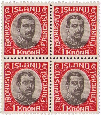 Island 1920 - Tjenestemærker AFA 40 - 4-blok - Postfrisk