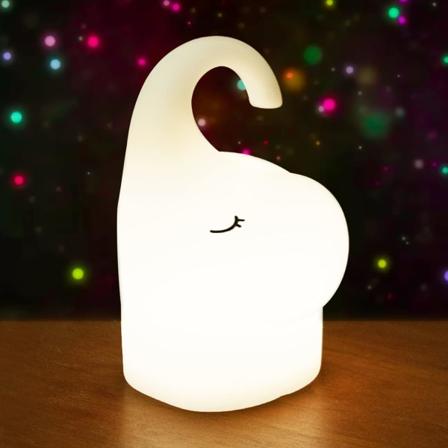 Baby Kid Nattlampa, Silikon Vit Elefant, Söt Barn Present, Por
