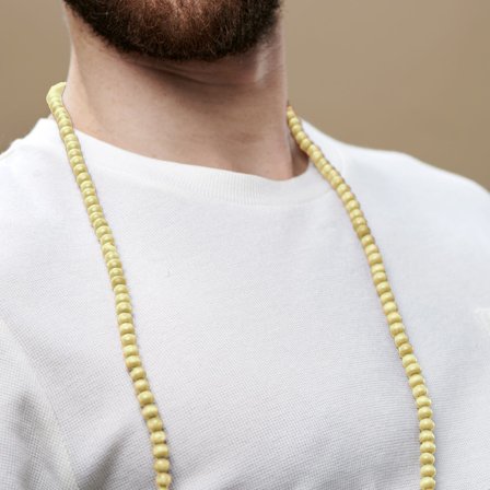 Collar de cuentas de madera crema para hombres - Collares de cuentas