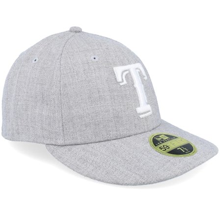 New Era - MLB Grey fitted Czapka Z Daszkiem - Texas Rangers Greyhound Low Profile 59FIFTY Heather Grey Fitted @ Hatstore