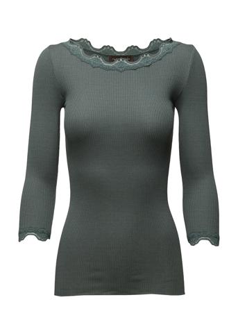 Silk T-Shirt Boat Neck Regular W/Vi T-shirts & Tops Long-sleeved Vihreä Rosemunde